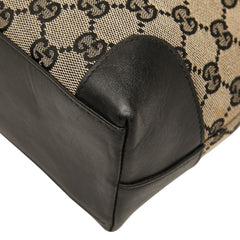 グッチ GGキャンバス ハンドバッグ トートバッグ 002 1119 002058 ベージュ ブラック キャンバス レザー レディース GUCCI 【中古】