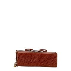 サルヴァトーレフェラガモ ヴァラリボン 型押し ポーチ 小物入れ ブラウン レザー レディース Salvatore Ferragamo 中古