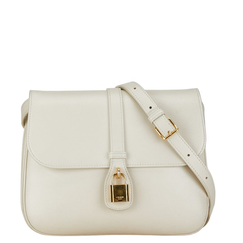 セリーヌ ミディアムタブゥ 斜め掛け ショルダーバッグ ホワイト レザー レディース CELINE 中古