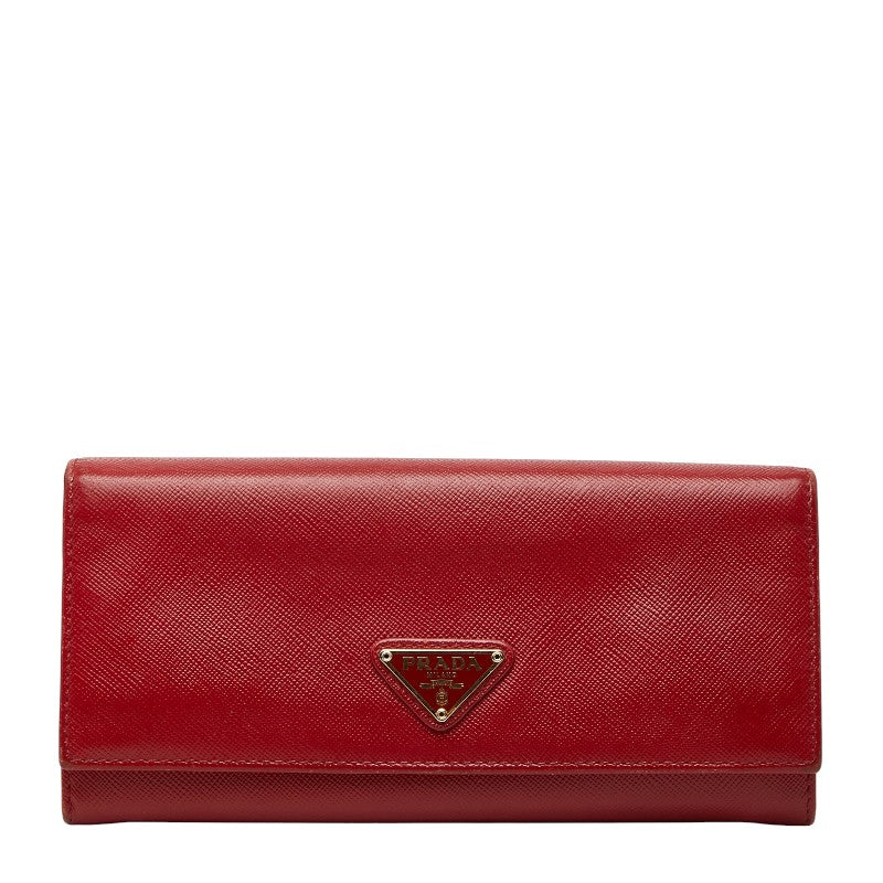 プラダ 三角ロゴプレート 長財布 1MH132 レッド サフィアーノレザー レディース PRADA 中古