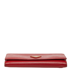 プラダ 三角ロゴプレート 長財布 1MH132 レッド サフィアーノレザー レディース PRADA 中古