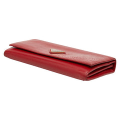 プラダ 三角ロゴプレート 長財布 1MH132 レッド サフィアーノレザー レディース PRADA 中古