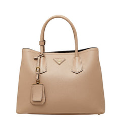 プラダ ドゥーブレ ミディアムバッグ ハンドバッグ トートバッグ 1BG775 ベージュ サフィアーノレザー レディース PRADA 【中古】