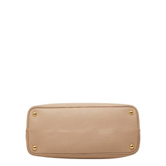 プラダ ドゥーブレ ミディアムバッグ ハンドバッグ トートバッグ 1BG775 ベージュ サフィアーノレザー レディース PRADA 【中古】