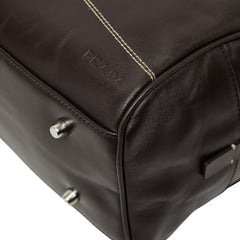 プラダ ロゴ ボストンバッグ ショルダーバッグ 2WAY B11075 ダークブラウン レザー レディース PRADA 【中古】