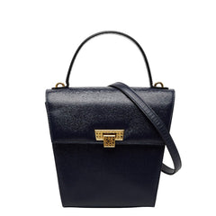 ディオール CDロゴ ショルダーバッグ ハンドバッグ 2WAY ネイビー ゴールド レザー レディース Dior 中古