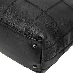 シャネル チョコバー ロゴ トートバッグ ハンドバッグ ブラック キャビアスキン レディース CHANEL 中古