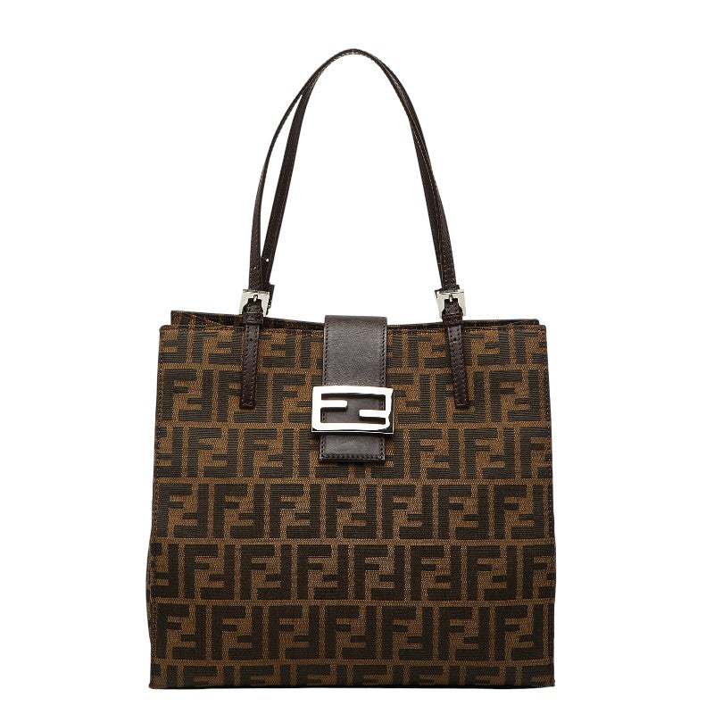 フェンディ ズッカ トートバッグ ショルダーバッグ 肩掛け 0915808 ブラウン キャンバス レザー レディース FENDI 中古