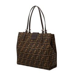 フェンディ ズッカ トートバッグ ショルダーバッグ 肩掛け 0915808 ブラウン キャンバス レザー レディース FENDI 中古