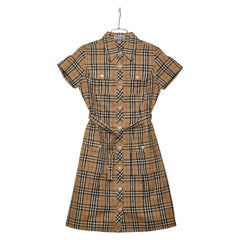 バーバリー ノバチェック 半袖 シャツワンピース ベージュ コットン キッズ BURBERRY 中古