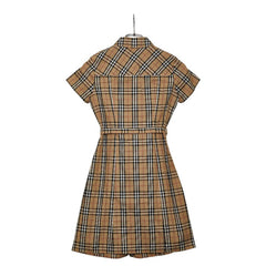 バーバリー ノバチェック 半袖 シャツワンピース ベージュ コットン キッズ BURBERRY 中古