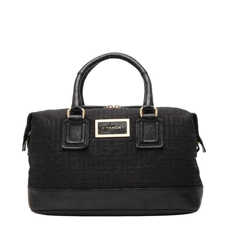 ジバンシー ロゴ ハンドバッグ ブラック キャンバス レザー レディース Givenchy 中古