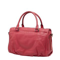 ロエベ アナグラム タッセル ショルダーバッグ ハンドバッグ 2WAY ピンク レッド系 レザー レディース LOEWE 中古