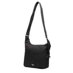 プラダ 三角ロゴプレート ショルダーバッグ ブラック ナイロン レザー レディース PRADA 【中古】