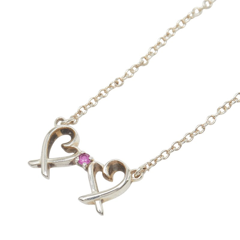 ティファニー ダブル ラビングハート ネックレス シルバー ピンク SV925 シルバー レディース TIFFANY&Co. 中古