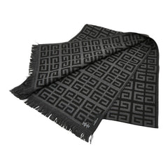 ジバンシー ロゴ マフラー グレー ブラック ウール アクリル レディース Givenchy 【中古】