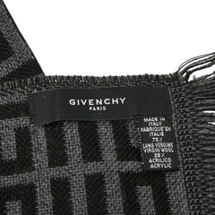 ジバンシー ロゴ マフラー グレー ブラック ウール アクリル レディース Givenchy 【中古】