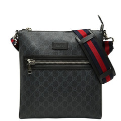グッチ GGスプリーム 斜め掛け ショルダーバッグ 474137 ブラック PVC レザー メンズ GUCCI 中古