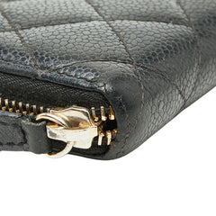 シャネル ココマーク マトラッセ ラウンドファスナー 長財布 ブラック キャビアスキン レディース CHANEL 【中古】