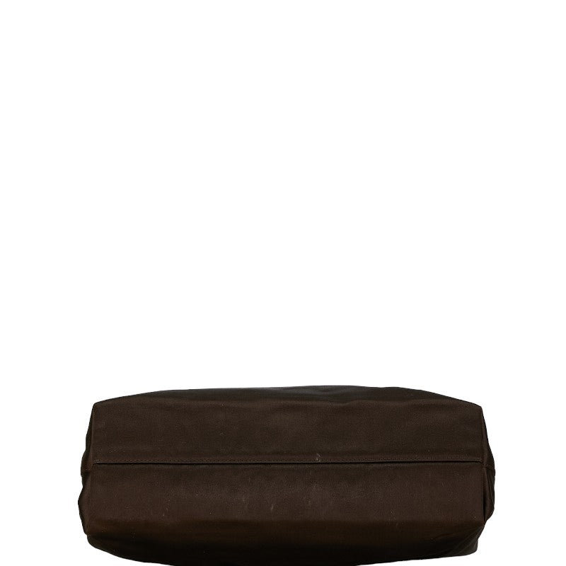 プラダ 三角ロゴプレート チェーンショルダーバッグ トートバッグ ブラウン サテン レディース PRADA 【中古】