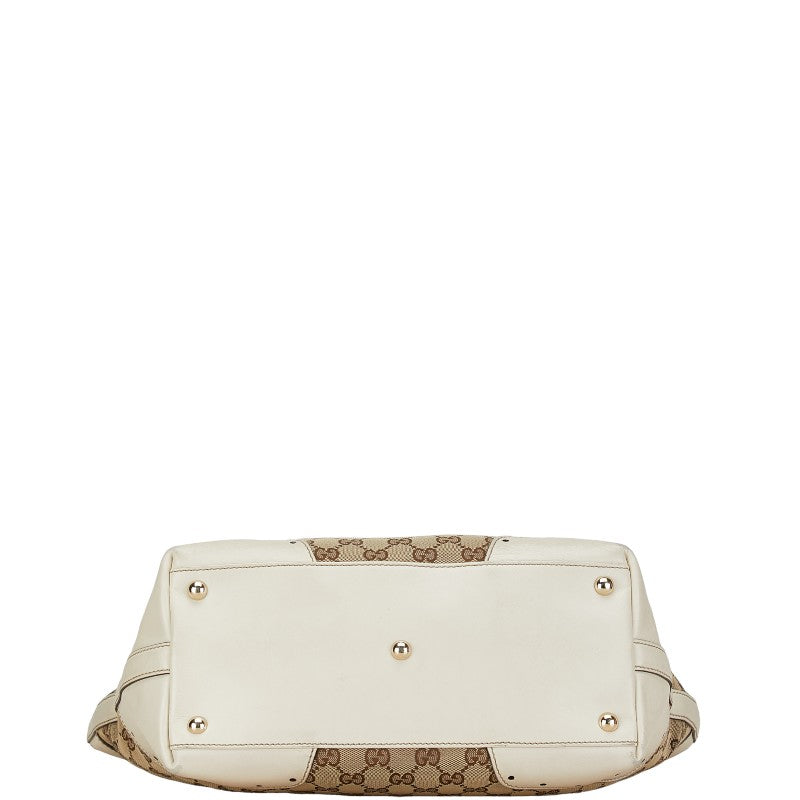 グッチ GGキャンバス ハンドバッグ トートバッグ 145993 ベージュ ホワイト キャンバス レザー レディース GUCCI 【中古】