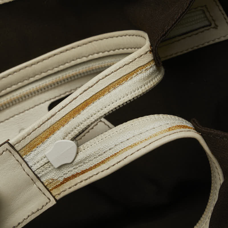 グッチ GGキャンバス ハンドバッグ トートバッグ 145993 ベージュ ホワイト キャンバス レザー レディース GUCCI 【中古】