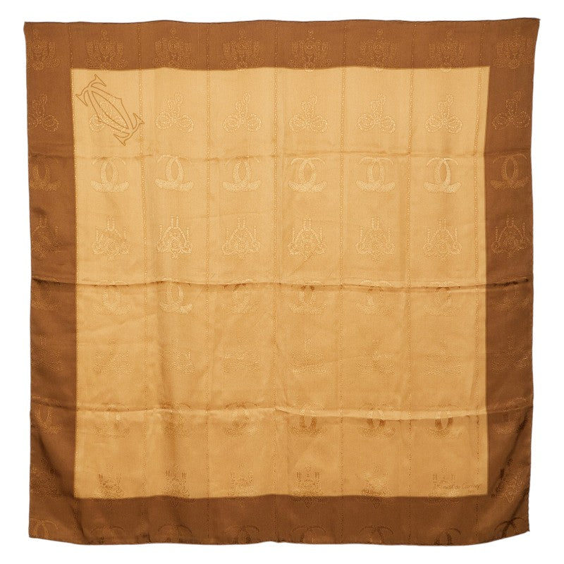 カルティエ 総柄 スカーフ ブラウン シルク レディース CARTIER 【中古】