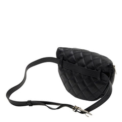 シャネル ユニフォーム マトラッセ ボディバッグ ウエストバッグ ブラック ラムスキン レディース CHANEL 中古