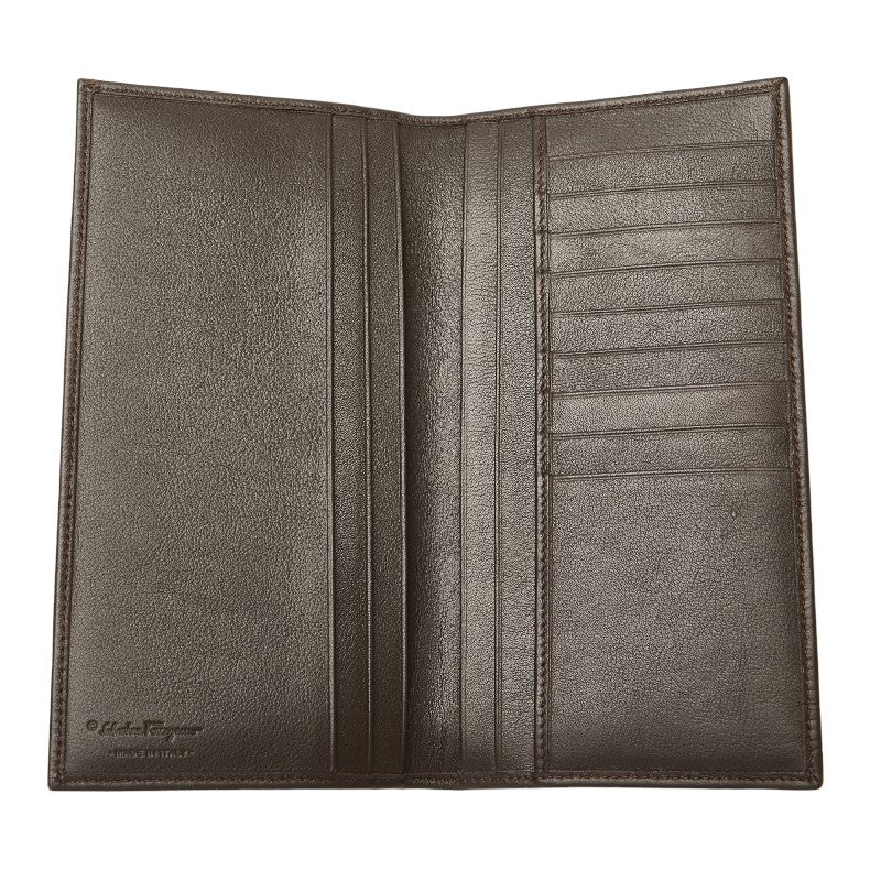 サルヴァトーレフェラガモ 長財布 ブラウン レザー メンズ Salvatore Ferragamo 【中古】