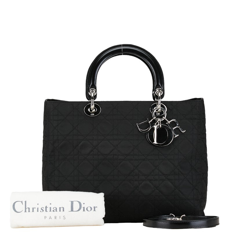 ディオール カナージュ レディディオール ハンドバッグ ショルダーバッグ 2WAY ブラック コットン レザー レディース Dior 中古