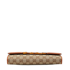 グッチ GGキャンバス バンブー ショルダーバッグ 117594 ベージュ ブラウン キャンバス レザー レディース GUCCI 【中古】