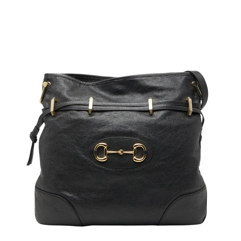 グッチ ホースビット1955 ショルダーバッグ ドローストリング 602089 ブラック レザー レディース GUCCI 【中古】