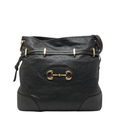 グッチ ホースビット1955 ショルダーバッグ ドローストリング 602089 ブラック レザー レディース GUCCI 【中古】