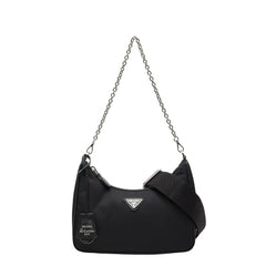 プラダ Re-Edition 2005 Re-Nylon ショルダーバッグ チェーンハンドバッグ 2WAY 1BH204 ブラック ナイロン サフィアーノレザー レディース PRADA 【中古】