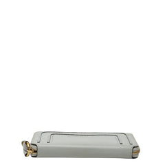 クロエ マーシー ラウンドファスナー 長財布 ライトブルー レザー レディース Chloe 【中古】