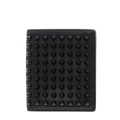 クリスチャンルブタン スパイクスタッズ 二つ折り財布 コンパクトウォレット ブラック レザー レディース Christian Louboutin 【中古】
