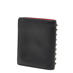 クリスチャンルブタン スパイクスタッズ 二つ折り財布 コンパクトウォレット ブラック レザー レディース Christian Louboutin 【中古】