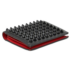 クリスチャンルブタン スパイクスタッズ 二つ折り財布 コンパクトウォレット ブラック レザー レディース Christian Louboutin 【中古】