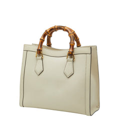 グッチ GGマーモント バンブー ダイアナ スモール ハンドバッグ ショルダーバッグ 2WAY 660195 ホワイト レザー レディース GUCCI 【中古】