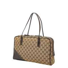 グッチ GGキャンバス インターロッキングG ハンドバッグ 169971 ベージュ ブラウン キャンバス レザー レディース GUCCI 【中古】