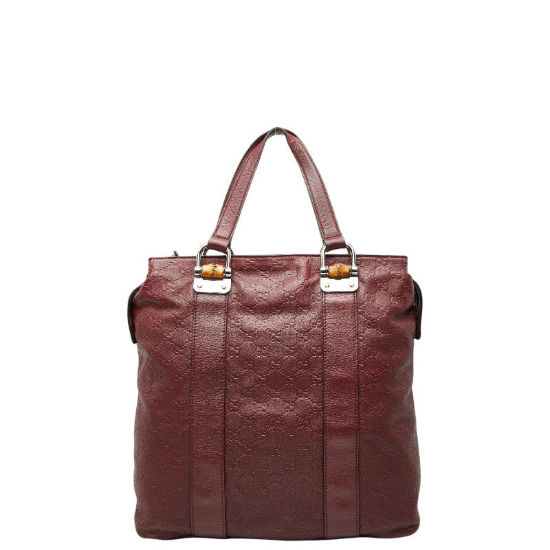 グッチ グッチシマ バンブー トートバッグ 355773 ワインレッド ボルドー レザー レディース GUCCI 【中古】