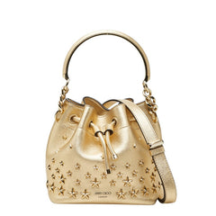 ジミーチュウ スタースタッズ ボンボン バケットS ハンドバッグ ショルダーバッグ 2WAY ゴールド レザー レディース JIMMY CHOO 中古