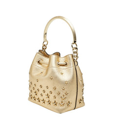 ジミーチュウ スタースタッズ ボンボン バケットS ハンドバッグ ショルダーバッグ 2WAY ゴールド レザー レディース JIMMY CHOO 中古