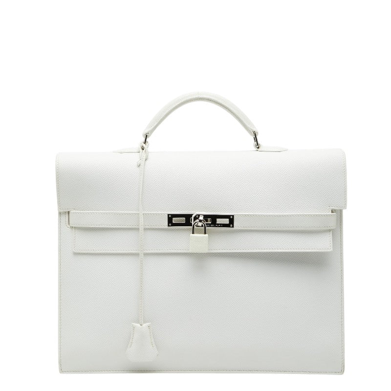 エルメス ケリーデペッシュ34 ハンドバッグ ビジネスバッグ ホワイト ヴォーエプソン メンズ HERMES 【中古】