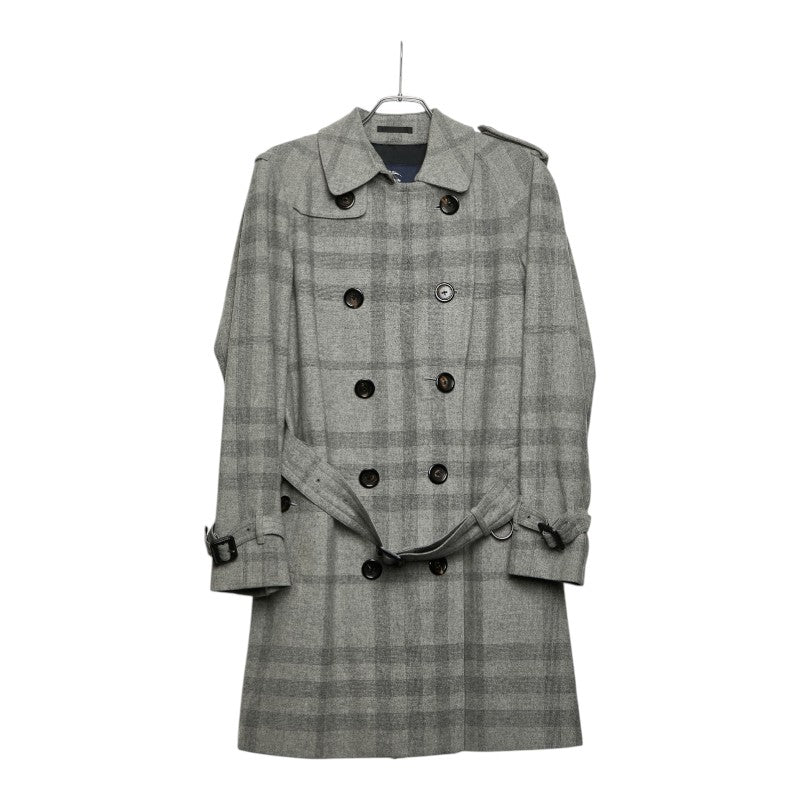 バーバリー チェック トレンチコート サイズM グレー ウール メンズ BURBERRY 中古