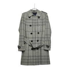 バーバリー チェック トレンチコート サイズM グレー ウール メンズ BURBERRY 中古