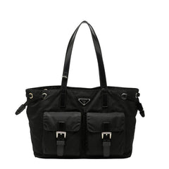 プラダ 三角ロゴプレート ハンドバッグ ブラック ナイロン レディース PRADA 中古