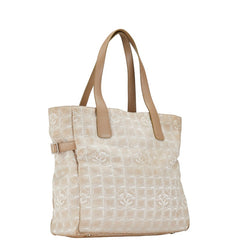 シャネル ニュートラベルラインGM トートバッグ ハンドバッグ ベージュ キャンバス レザー レディース CHANEL 【中古】