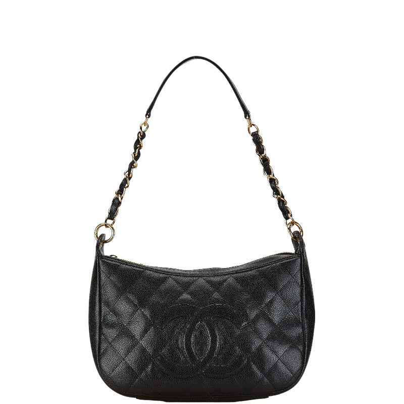 シャネル マトラッセ ココマーク チェーン ショルダーバッグ ブラック キャビアスキン レディース CHANEL 中古