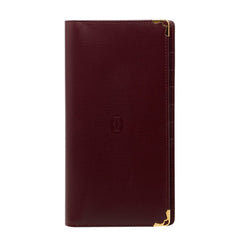 カルティエ マストライン 二つ折り マルチウォレット ボルドー ワインレッド レザー レディース CARTIER 【中古】